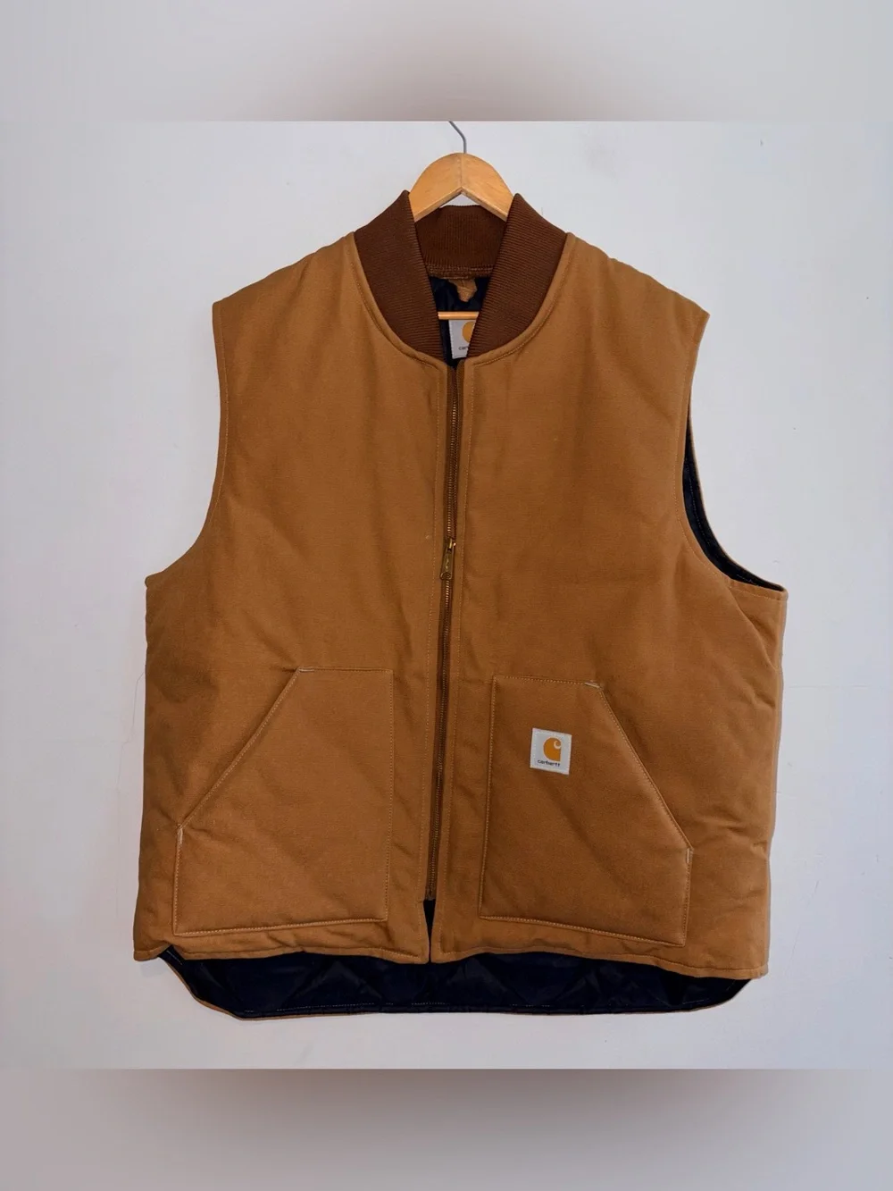Carhartt Duck Vest Relaxed Fit Ribbed Collar Sz 2XL Tall LIKE NEW